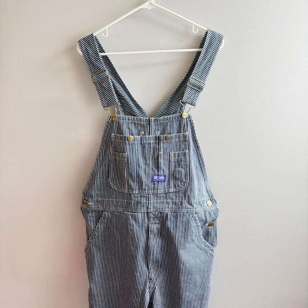 Vintage Big-smith Hickory Stripe Dungarees overall shorts 80's #casual #retro